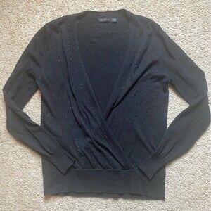 The Limited Black Deep V-Neck Sweater with Sequins